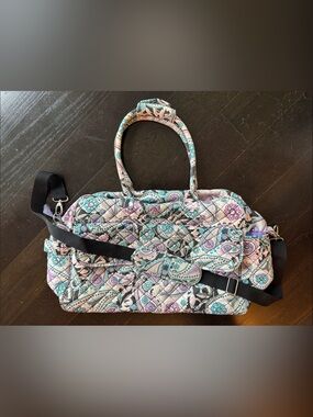 Quilted Paisley Travel Duffel Bag - Purple & Teal